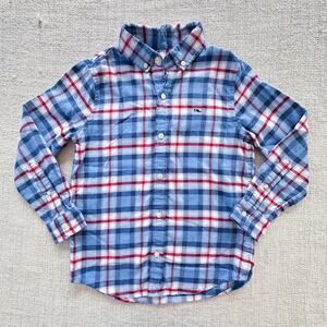 Vineyard Vines Blue & Red Plaid Flannel Shirt EUC 6